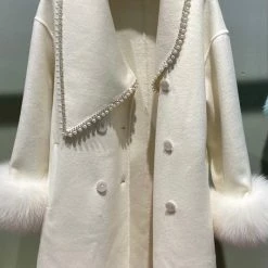 Jessica Bara Ryleigh Pearl And Fur Belted Long Coat