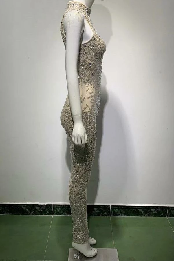 The Event Shop Jessica Bara Rogue Sequin Open Back Jumpsuit