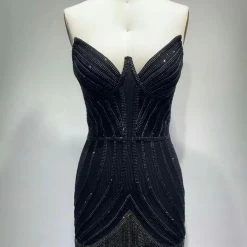 Jessica Bara Alpha Strapless Crystal Mesh Mini Dress