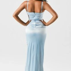 Jessica Bara Lindsi Satin Rhinestone Starfish Maxi Dress