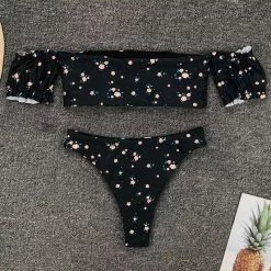 Jessica Bara Abby Floral Off The Shoulder Bikini Set Poolside Essentials