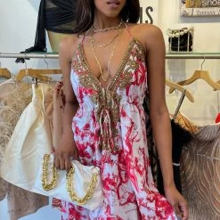 Kareena Amalfi Halter Neck Embellished Maxi Dress Summer Lovin'