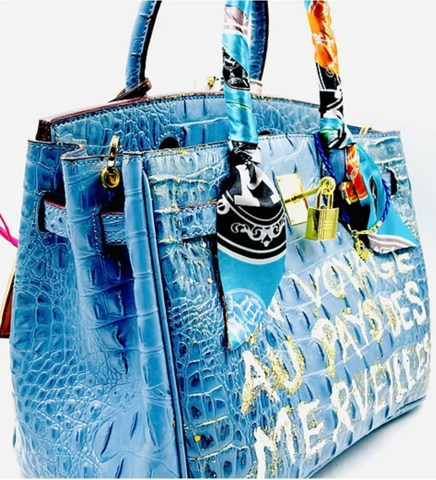 Summer Lovin' Anca Barbu Handpainted Un Voyage Croc Handbag