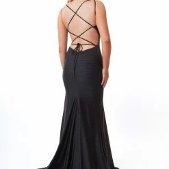 Atria Square Neck Leg Slit Gown The Event Shop