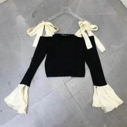 Jessica Bara Zendaya Flared Sleeve Bowknot Top