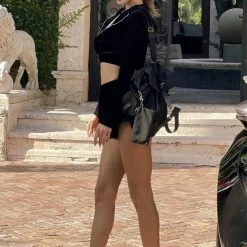 Jessica Bara Vania Velour Crop Hoodie And Short Two Piece Set