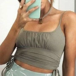 Jessica Bara Tate Ruched Crop Tank Top