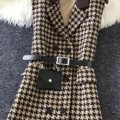 The 9-5 Shop Jessica Bara Lezlie Sleeveless Houndstooth Blazer