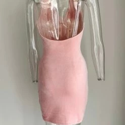 Jessica Bara Houston Velvet Open Back Halter Mini Dress