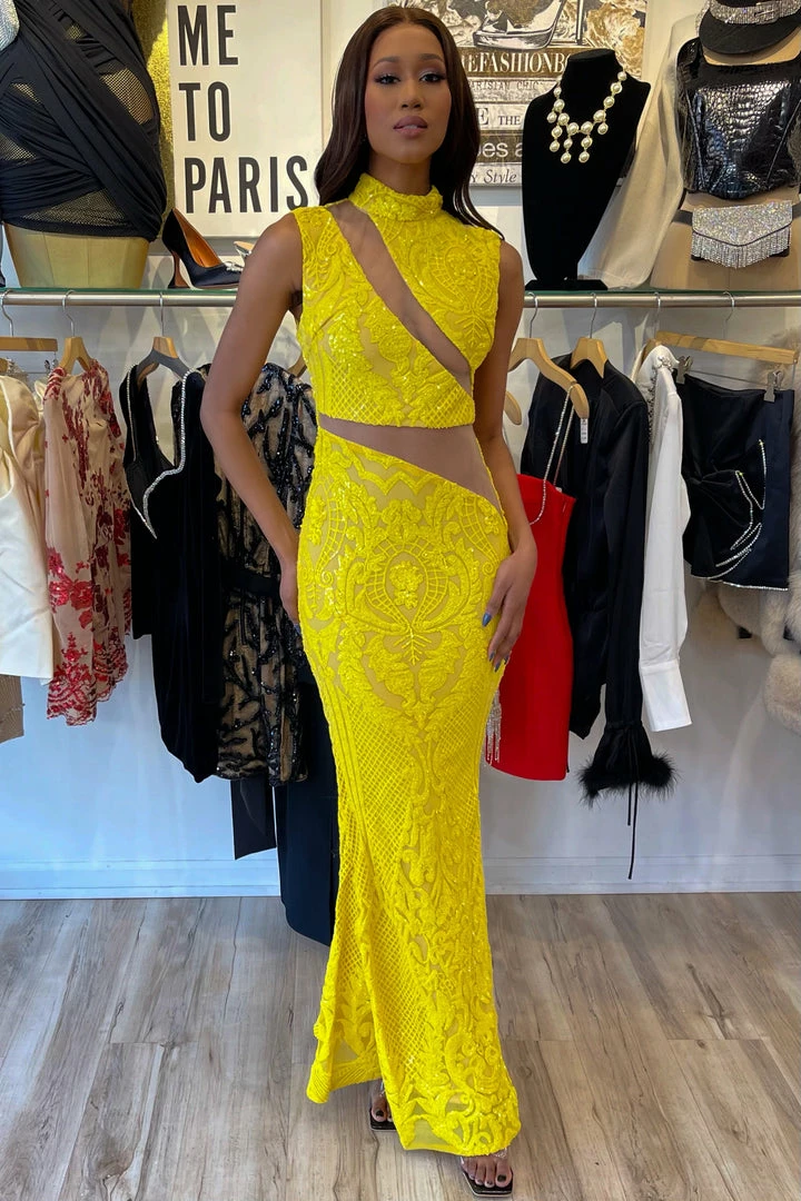 The Event Shop Jessica Bara Wyatt High Neck Sequin Bodycon Gown