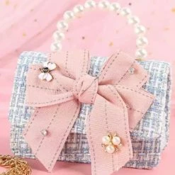 Reve Doll Essentials Jessica Bara Tiff Tweed Bow And Pearl Micro Crossbody Bag