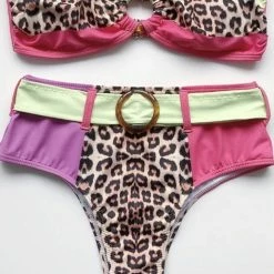 Poolside Essentials Jessica Bara Sabine Leopard High Waisted Bikini Set