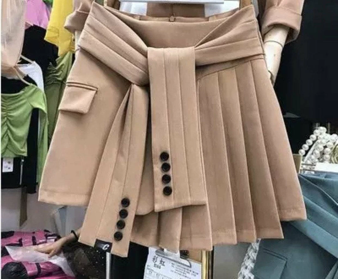 Jessica Bara Chelsie Tie Pleated Mini Skirt Bottoms