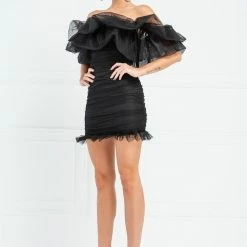 The Event Shop Jessica Bara Rochelle Strapless Tulle Pleated Mini Dress