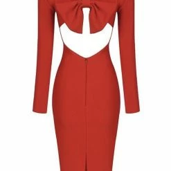 The Event Shop Jessica Bara Ginny Long Sleeve Backless Bow Dress