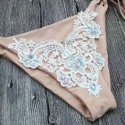 Jessica Bara Linda Lace Rhinestone Bikini Set Influencer Style