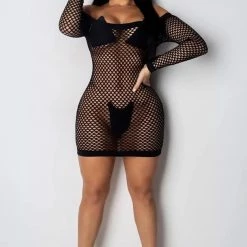 Jessica Bara Fiorella Fishnet Long Sleeve Cover Up Summer Lovin'