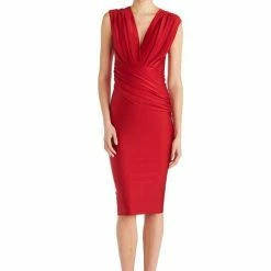 Reve Doll Essentials Jessica Bara Reese Draped Bodycon Midi Dress