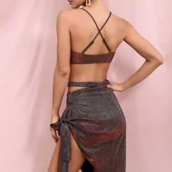 Jessica Bara Adaya Crop Top And Skirt Two Piece Set