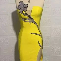 Birthday Suit Jessica Bara Theresa Strapless Flower Rhinstone Dress