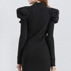 Jessica Bara Tatjana Puff Shoulder Knitted Dress
