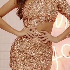 Birthday Suit Jessica Bara Jessie One Shoulder Sequin Cut Out Mini Dress