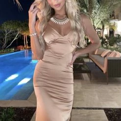 Jessica Bara Kyla Satin Maxi Dress