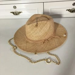 Summer Lovin' Jessica Bara Mae Safety Pin Straw Chain Hat