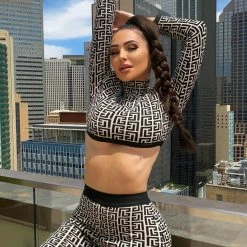 ReveBoutique Jessica Bara Bella Long Sleeve And Shorts Two Piece Set