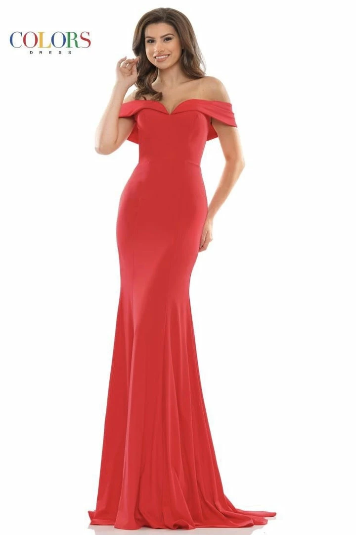 The Event Shop Colors Dress Off The Shoulder Ruched Back Gown