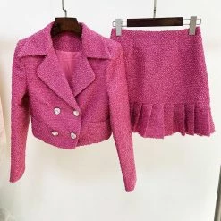 Jessica Bara Lainey Tweed Blazer And Pleated Skirt Two Piece Set The 9-5 Shop