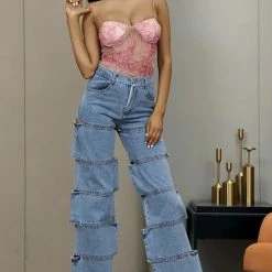 The Denim Destination Jessica Bara Solange Cut Out Loose Jeans