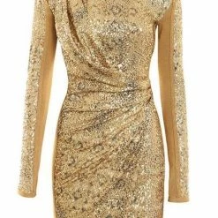 Jessica Bara Deeva Long Sleeve Sequin Mini Dress