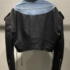 Reve Doll Essentials Jessica Bara Queen Denim And Leather Cropped Jacket