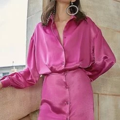 Summer Lovin' Jessica Bara Stevie Long Sleeve Mini Shirt Dress