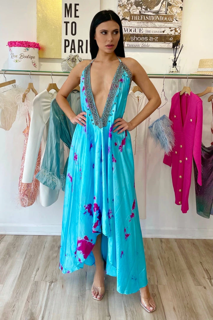 Summer Lovin' Colors Of Fashion 3 Way Tie Dye Embellished Maxi Dress