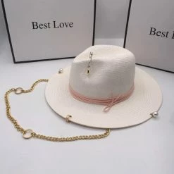 Summer Lovin' Jessica Bara Mae Safety Pin Straw Chain Hat