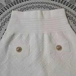 Jessica Bara Michael Gold Button Knit Mini Skirt Reve Doll Essentials