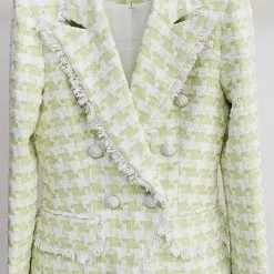 Jessica Bara Aubrielle Houndstooth Tweed Blazer Influencer Style
