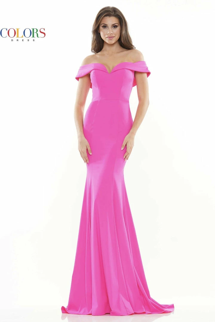 The Event Shop Colors Dress Off The Shoulder Ruched Back Gown