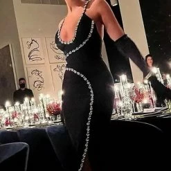 Jessica Bara Audrina Crystal Studded Bandage Dress