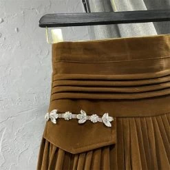 Reve Doll Essentials Jessica Bara Reena Suede Pleated Crystal Mini Skirt