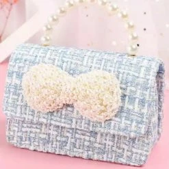 Accessories Jessica Bara Taylor Tweed And Pearl Bow Micro Handbag