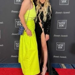 Jessica Bara Spencer Irregular Mesh Cut Out Sequin Gown