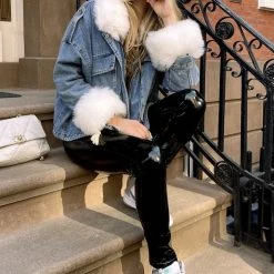 Jessica Bara Victoria Denim & Fur Jacket