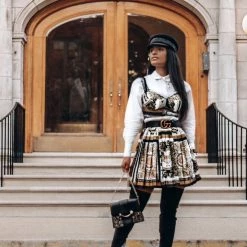 Jessica Bara Mckinley Printed Crop Top And Pleated Skirt Two Piece Set Influencer Style