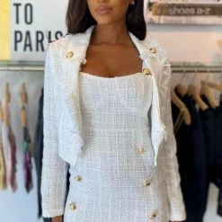 Influencer Style Jessica Bara Finn Tweed Dress And Jacket Two Piece Set