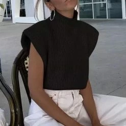 Jessica Bara Sophie Knitted Sleeveless Turtleneck Top Reve Doll Essentials