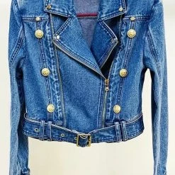 Jessica Bara Cosima Gold Button Denim Jacket