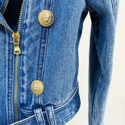 Jessica Bara Cosima Gold Button Denim Jacket